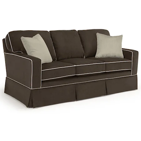 Customizable Transitional Sofa with Rolled Arms and Skirted Base